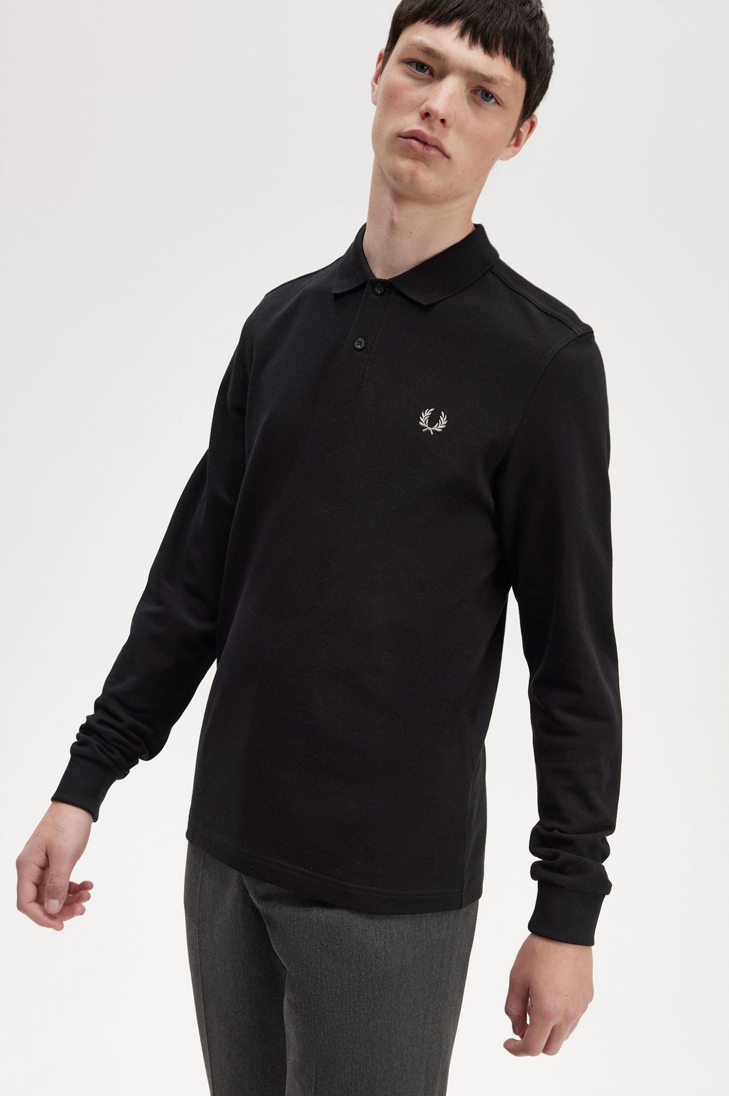 Fred Perry LS Plain Polo Blk-Chrome