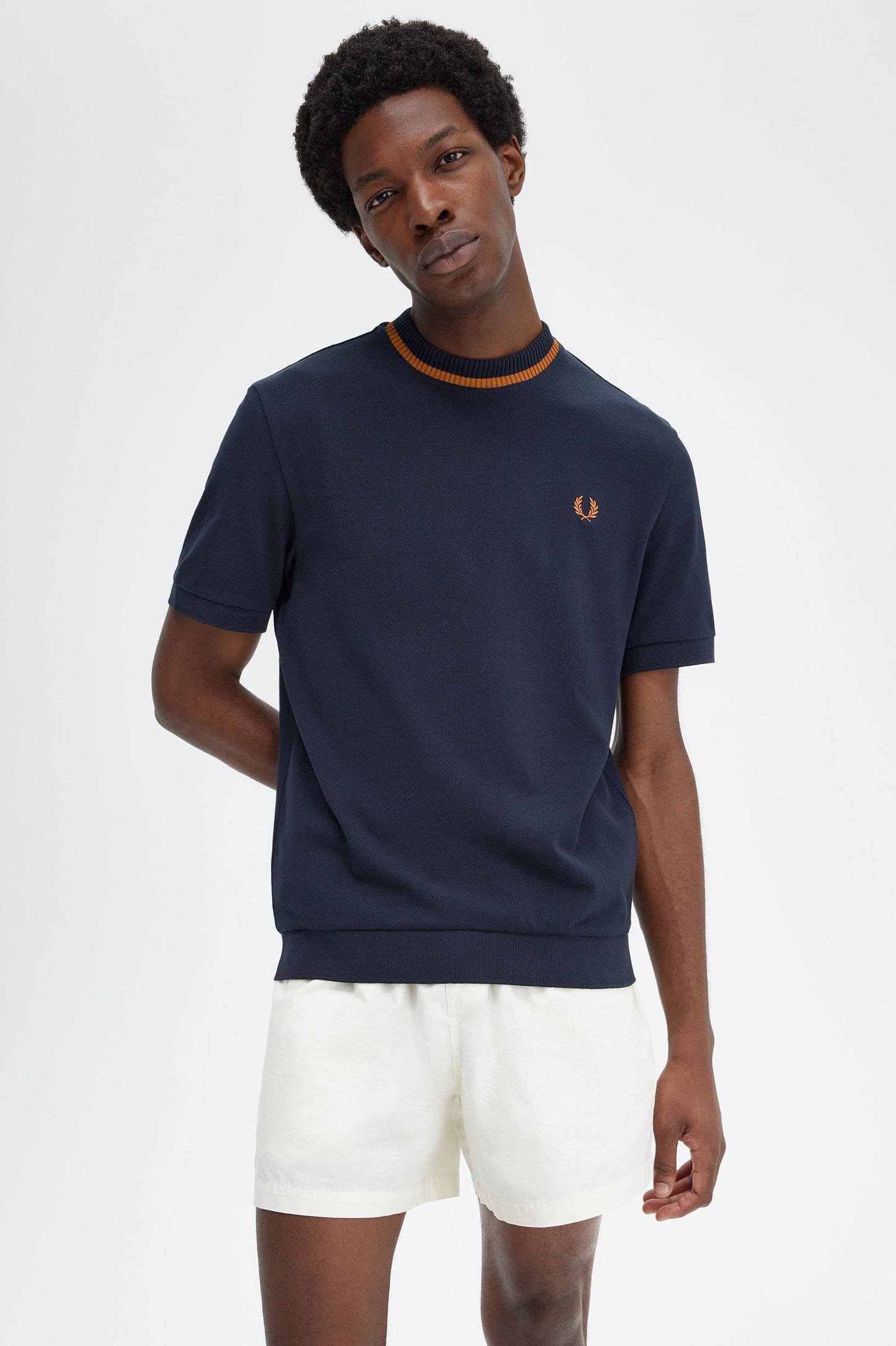 Fred Perry CN Pique SS Tee Navy