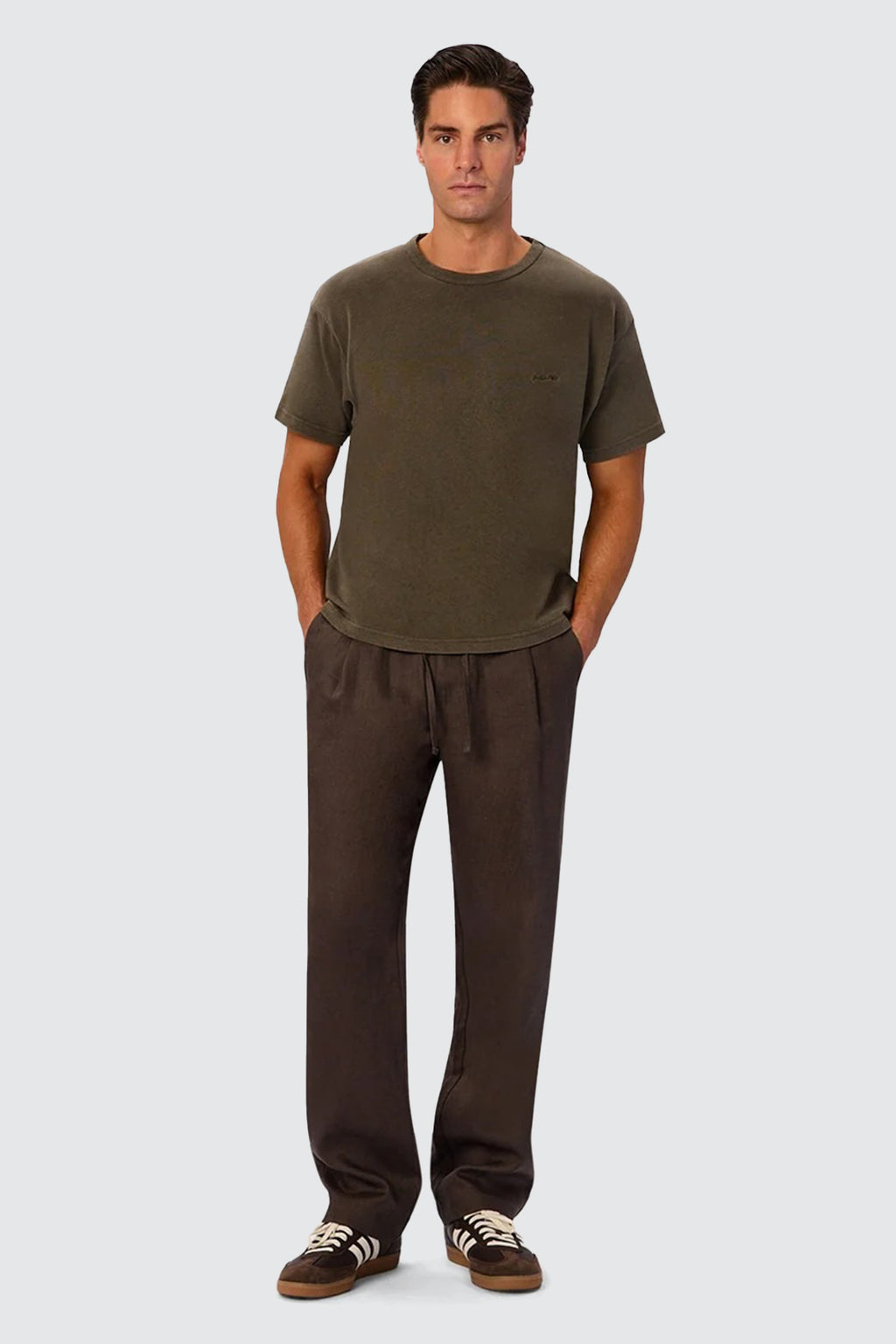 Industrie The Catania Linen Pant Dark Fern