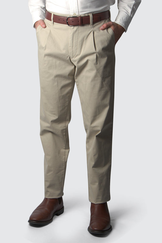 Meyer M5 Pleat Cotton Chino L34 Beige