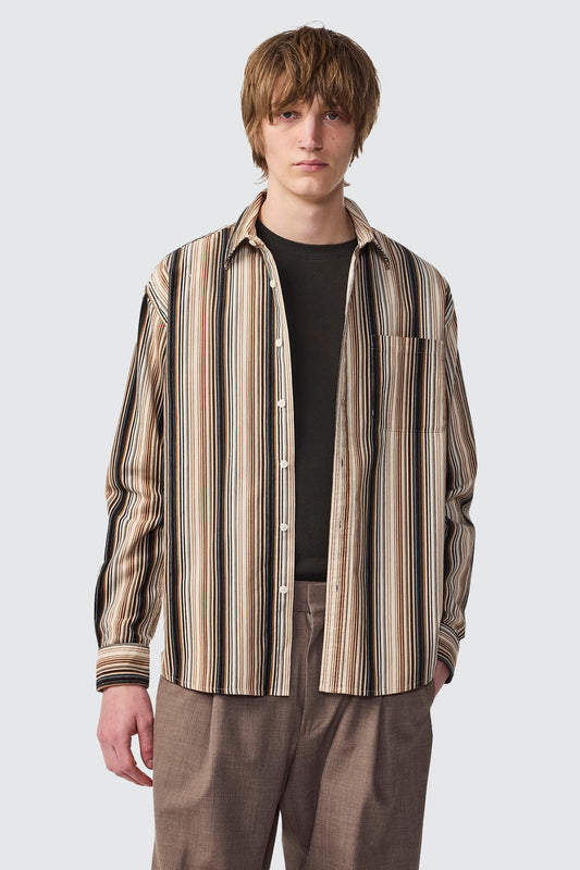 NN07 Deon 50008 LS Shirt Green Stripe