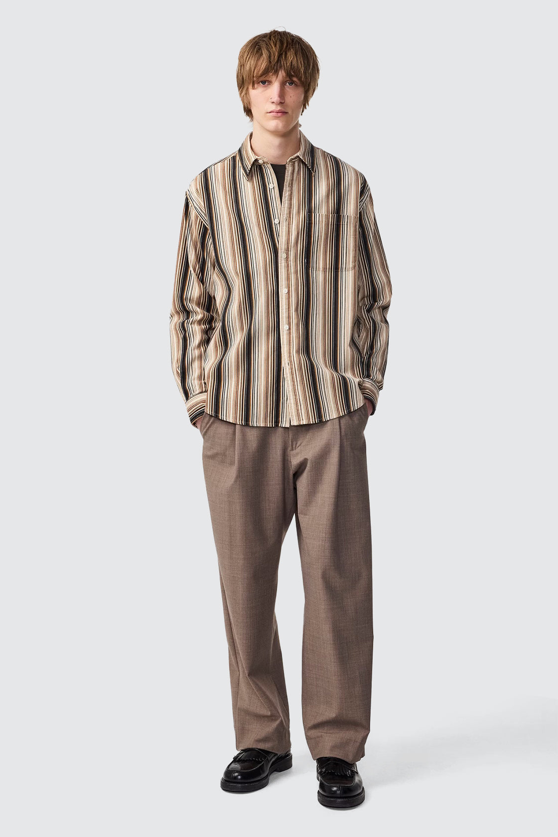 NN07 Deon 50008 LS Shirt Green Stripe