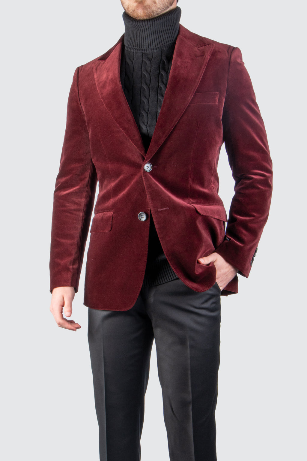 Rembrandt Velvet Evening Blazer Burgundy