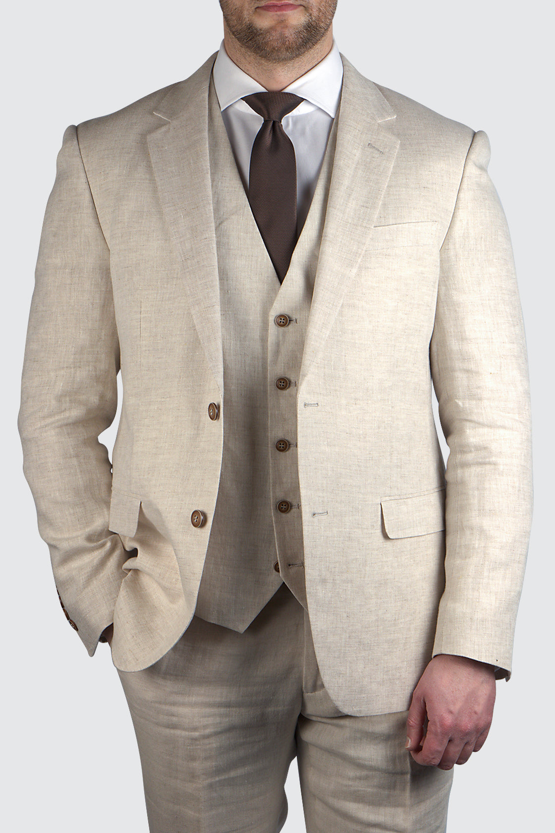 Routleys Ryan Sand Linen Waistcoat