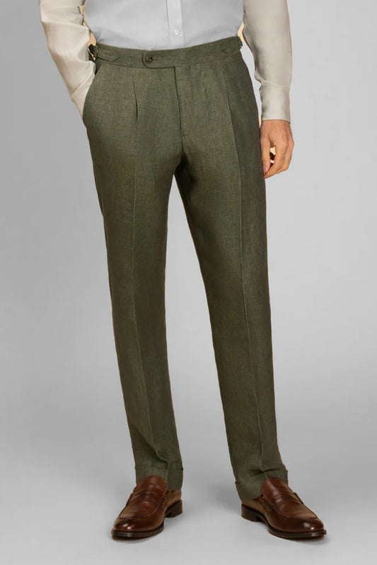 Routleys Evans Linen Trouser Green