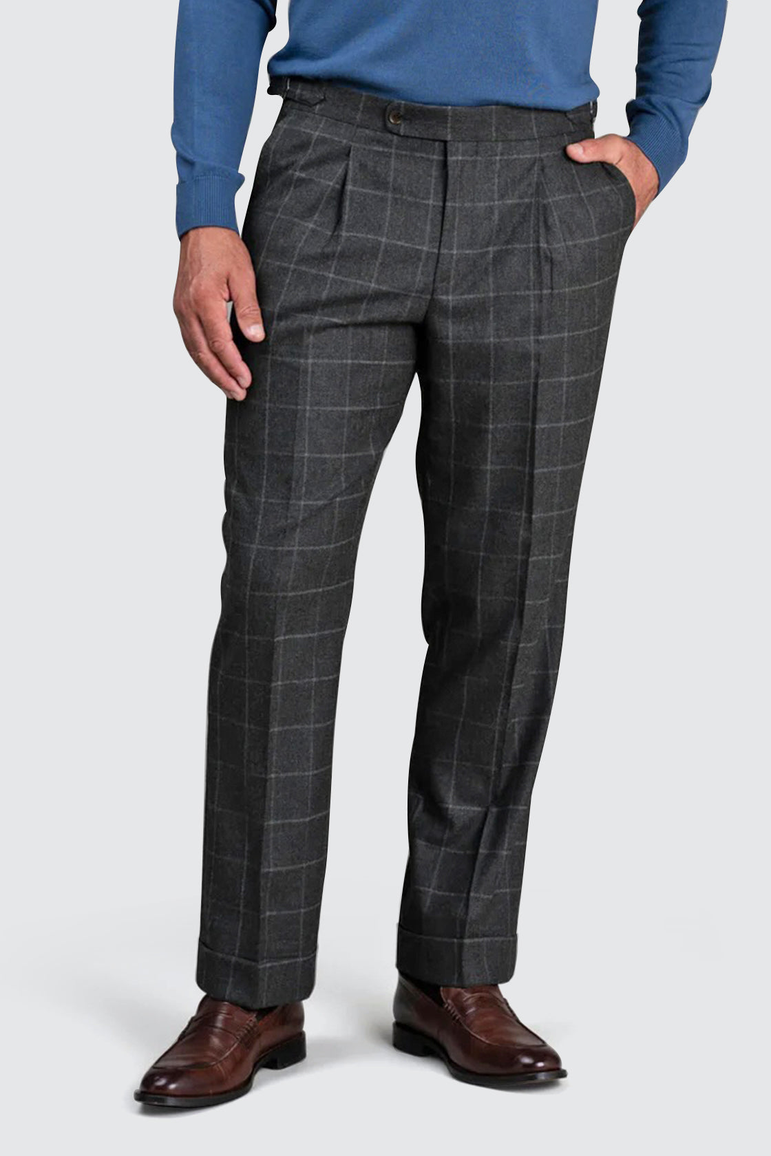 Routleys E Check Flannel Trouser Dark Green
