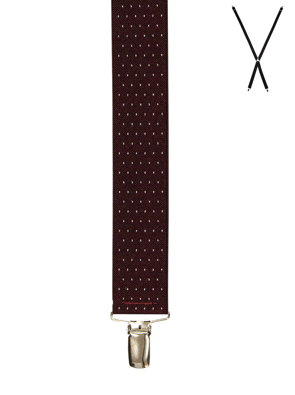 Buckle X Back Fancy Braces Burgundy Dot