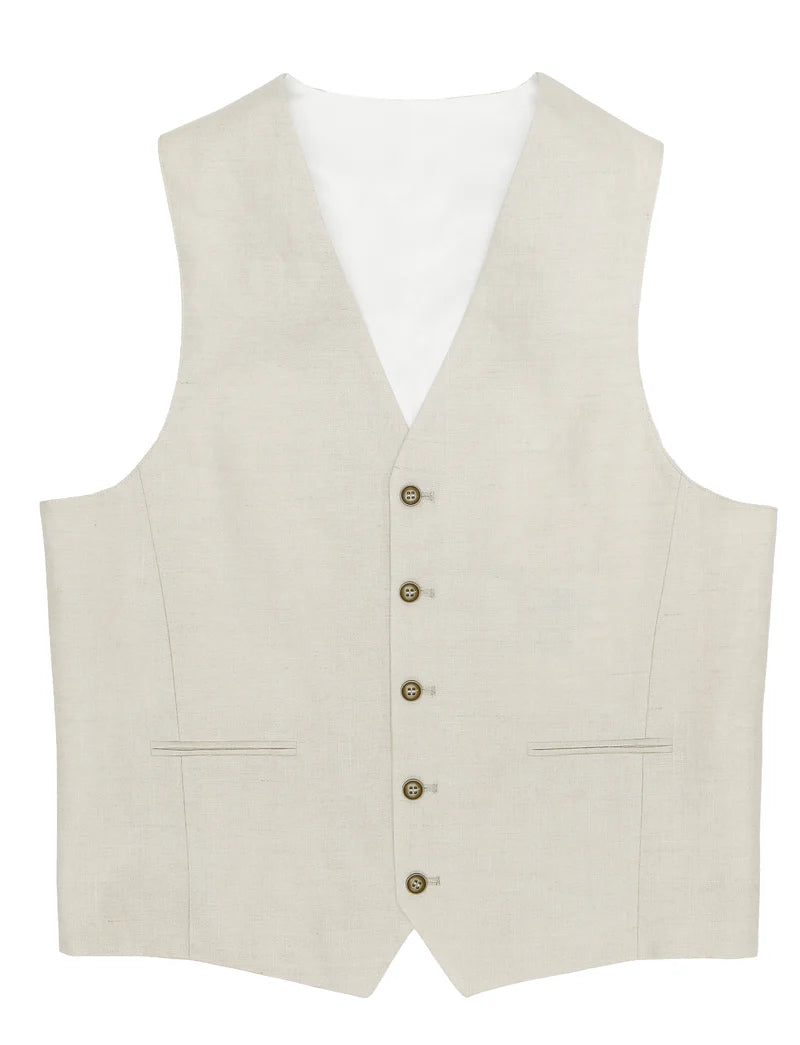 Routleys R Sand Linen Waistcoat