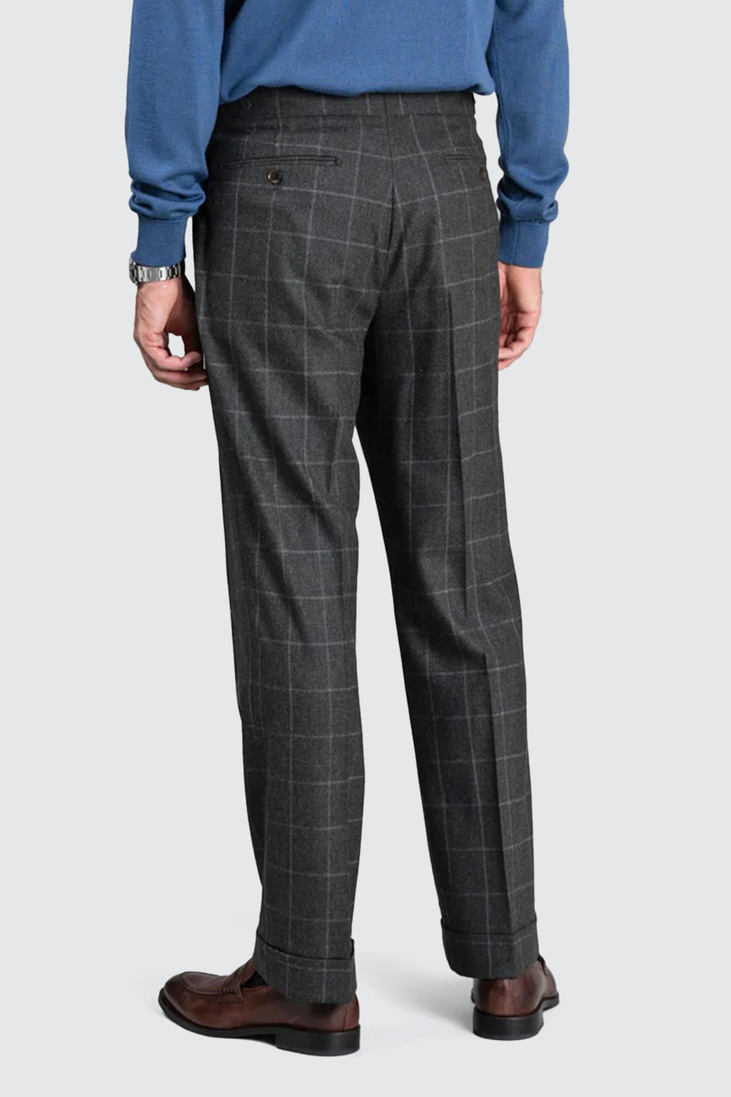 Routleys E Check Flannel Trouser Dark Green