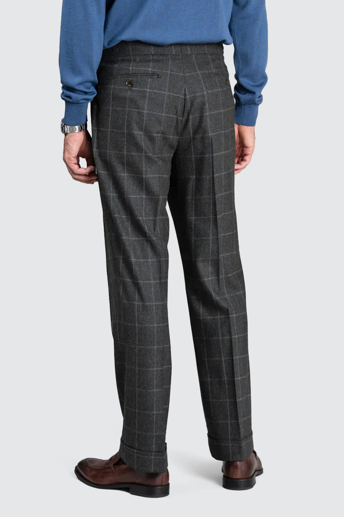 Routleys E Check Flannel Trouser Dark Green