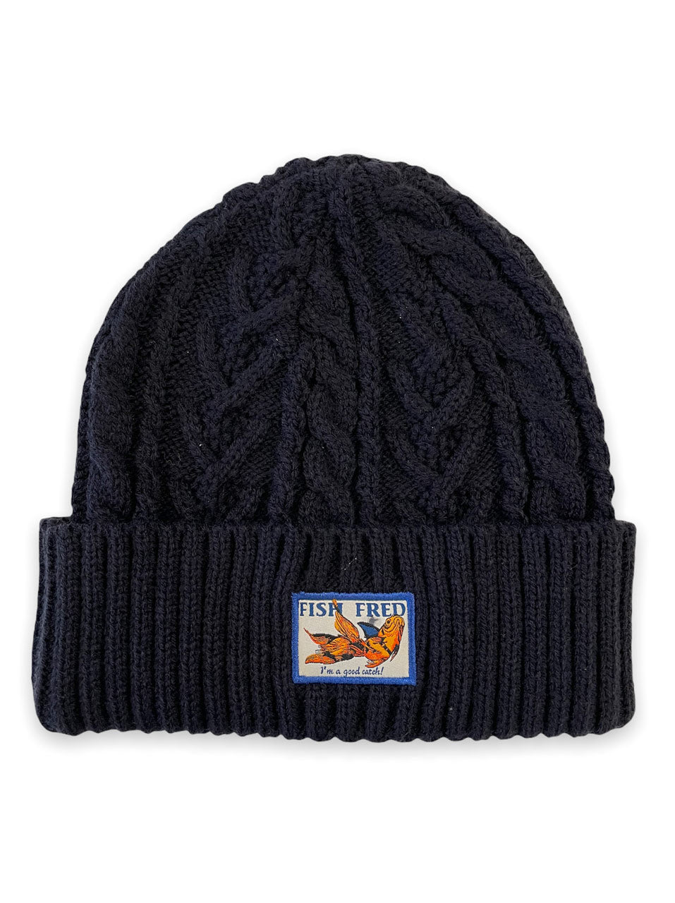 A Fish Named Fred Cable Beanie Navy