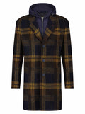 A Fish Named Fred Check Overcoat Navy/Brown