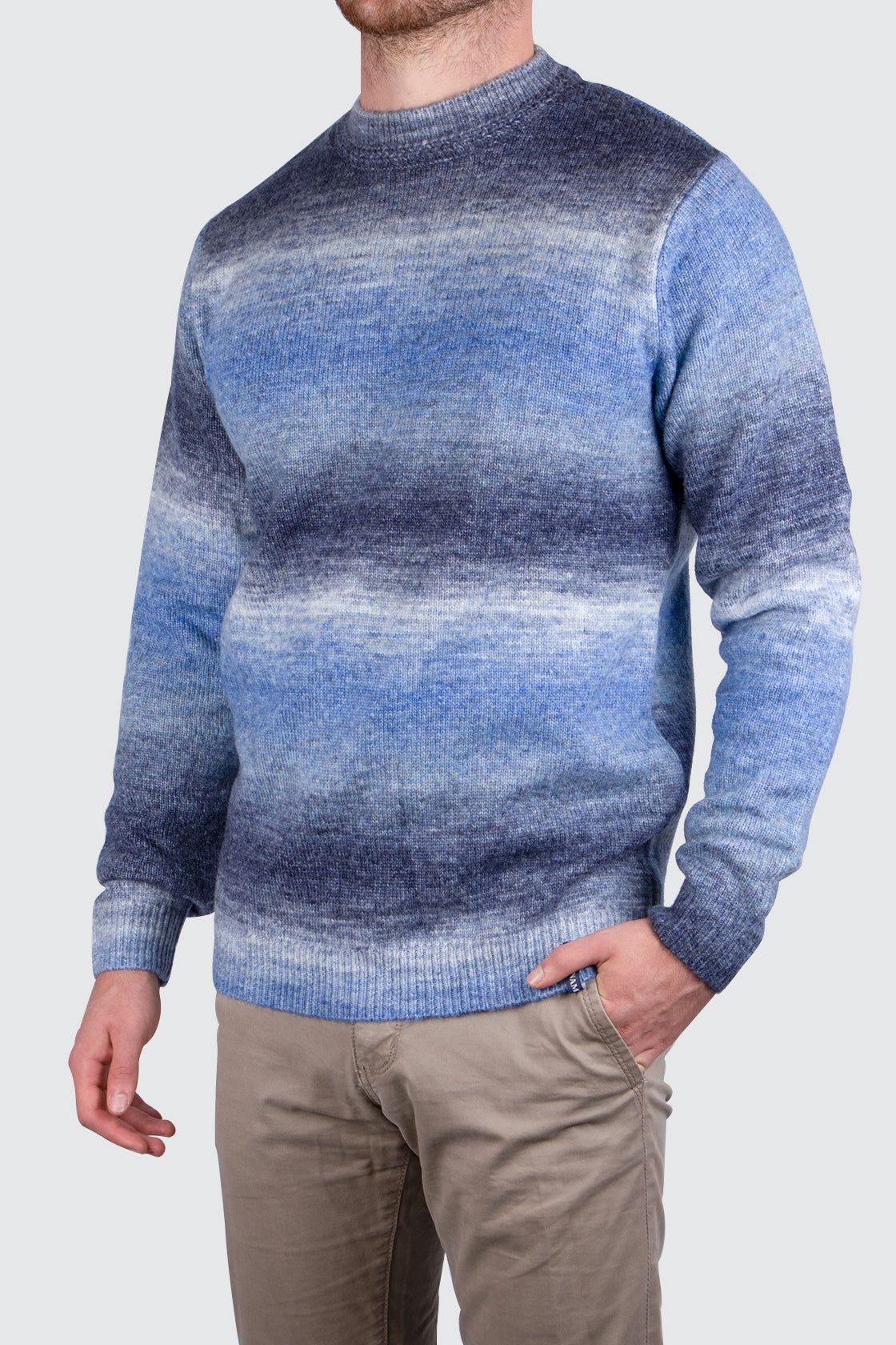 A Fish Named Fred Degrade Knit Crew Blue