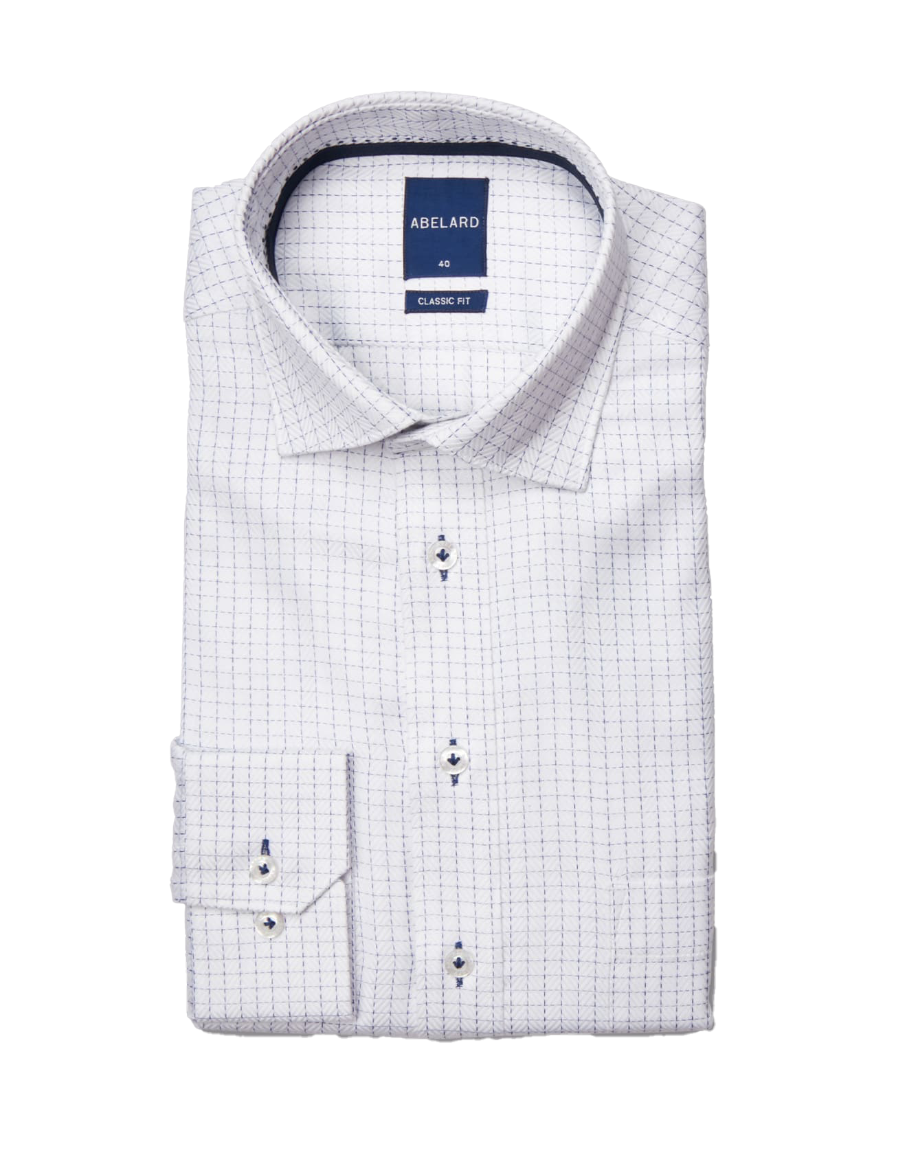 Abelard Classic Single Cuff Check Shirt Navy/White