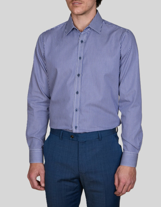 Abelard Grosetto Twill Strp SC Slim Fit Shirt Navy