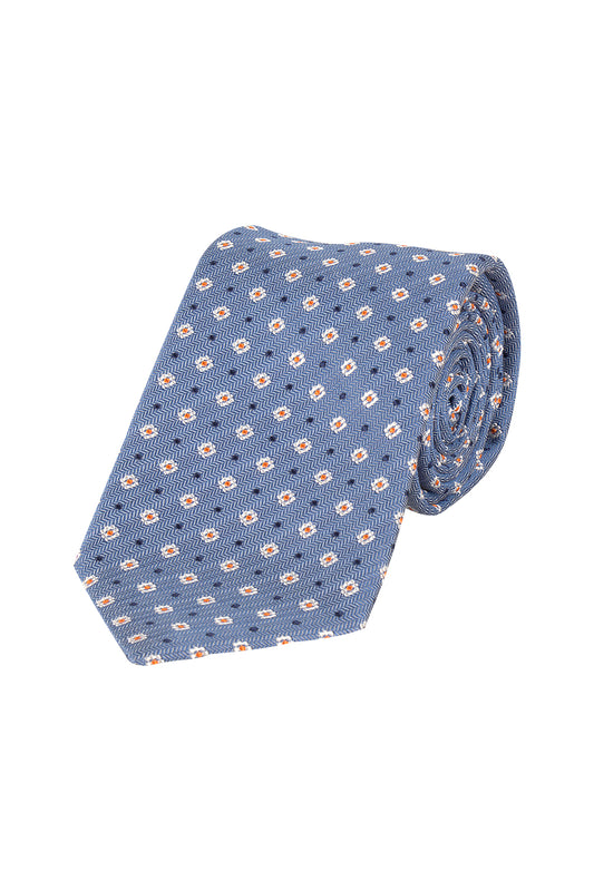 Abelard Jacquard Italian Silk Tie Cornflower