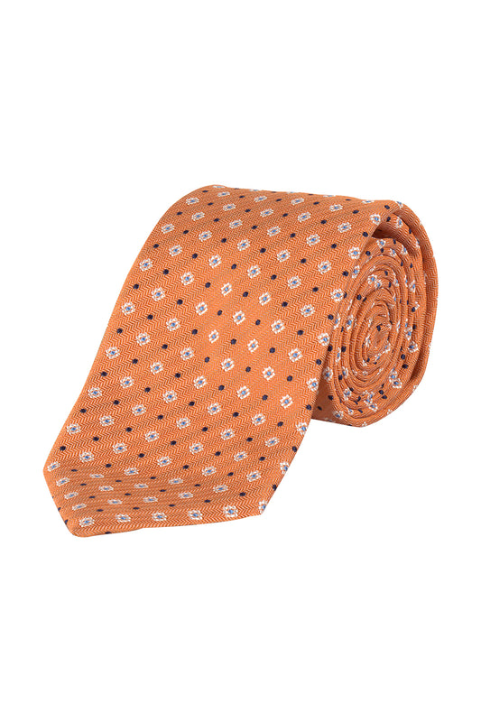 Abelard Jacquard Italian Silk Tie Orange