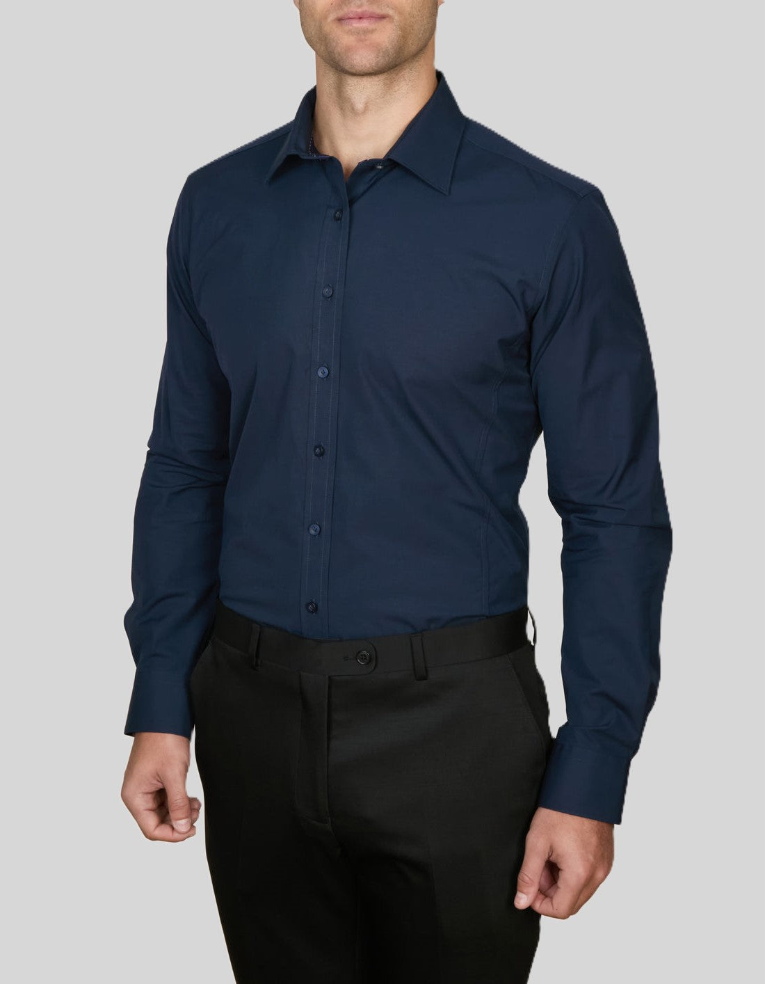 Abelard Lucca Stretch Voile SC Super Slim Shirt Navy