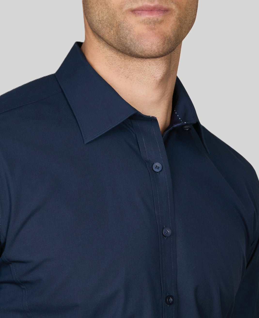 Abelard Lucca Stretch Voile SC Super Slim Shirt Navy