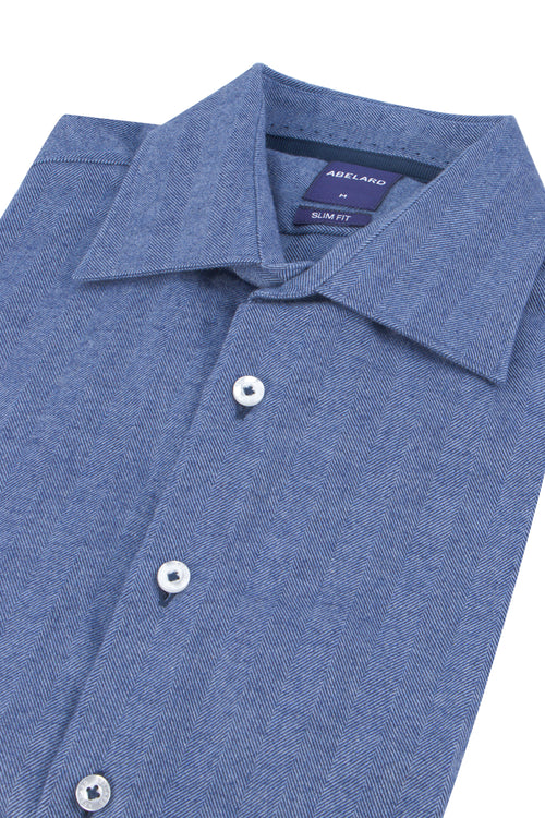 Abelard Pagani Peached Herringbone Slim Shirt Denim