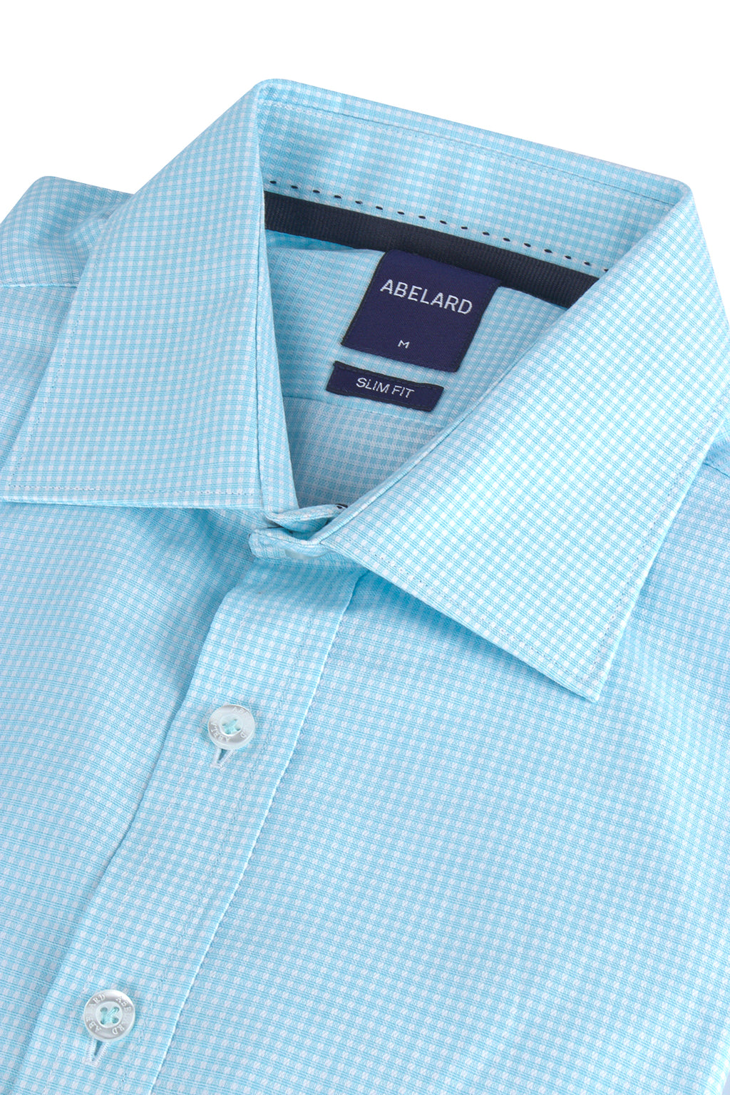 Abelard Slim Single Cuff Check Shirt Azure