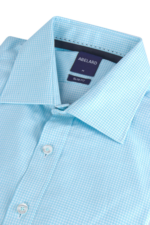 Abelard Slim Single Cuff Check Shirt Azure