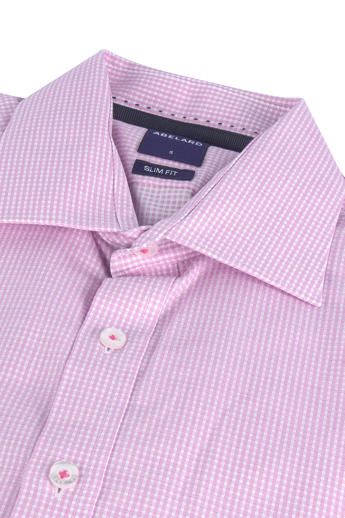 Abelard Slim Single Cuff Check Shirt Pink