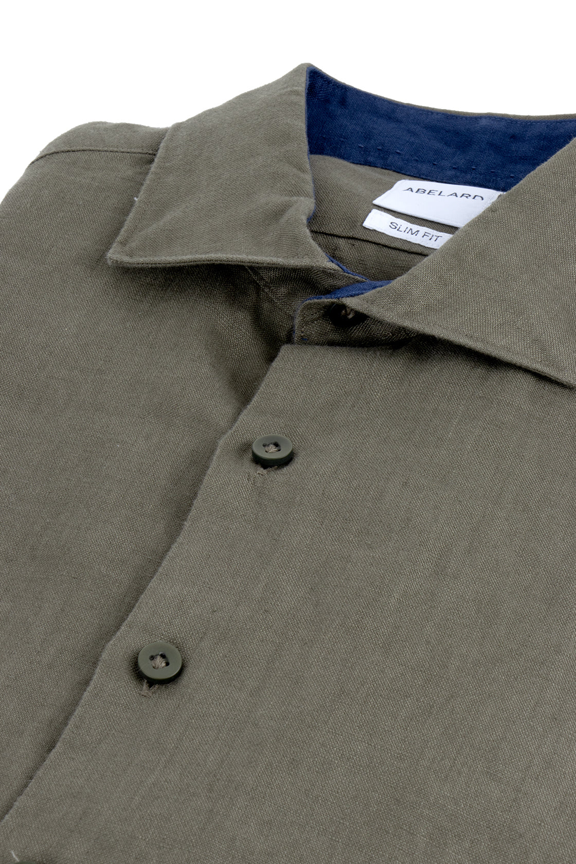 Abelard Slim Single Cuff European Linen Shirt Khaki