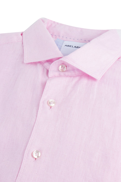 Abelard Slim Single Cuff European Linen Shirt Pink