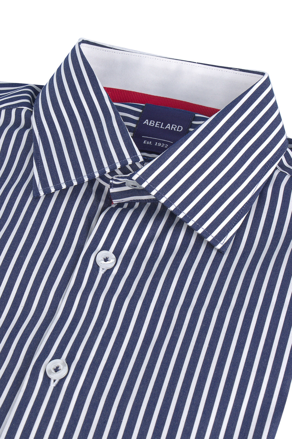 Abelard Slim Single Cuff Stripe Shirt Navy/White