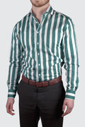 Abelard Slim Single Cuff Stripe Shirt Green