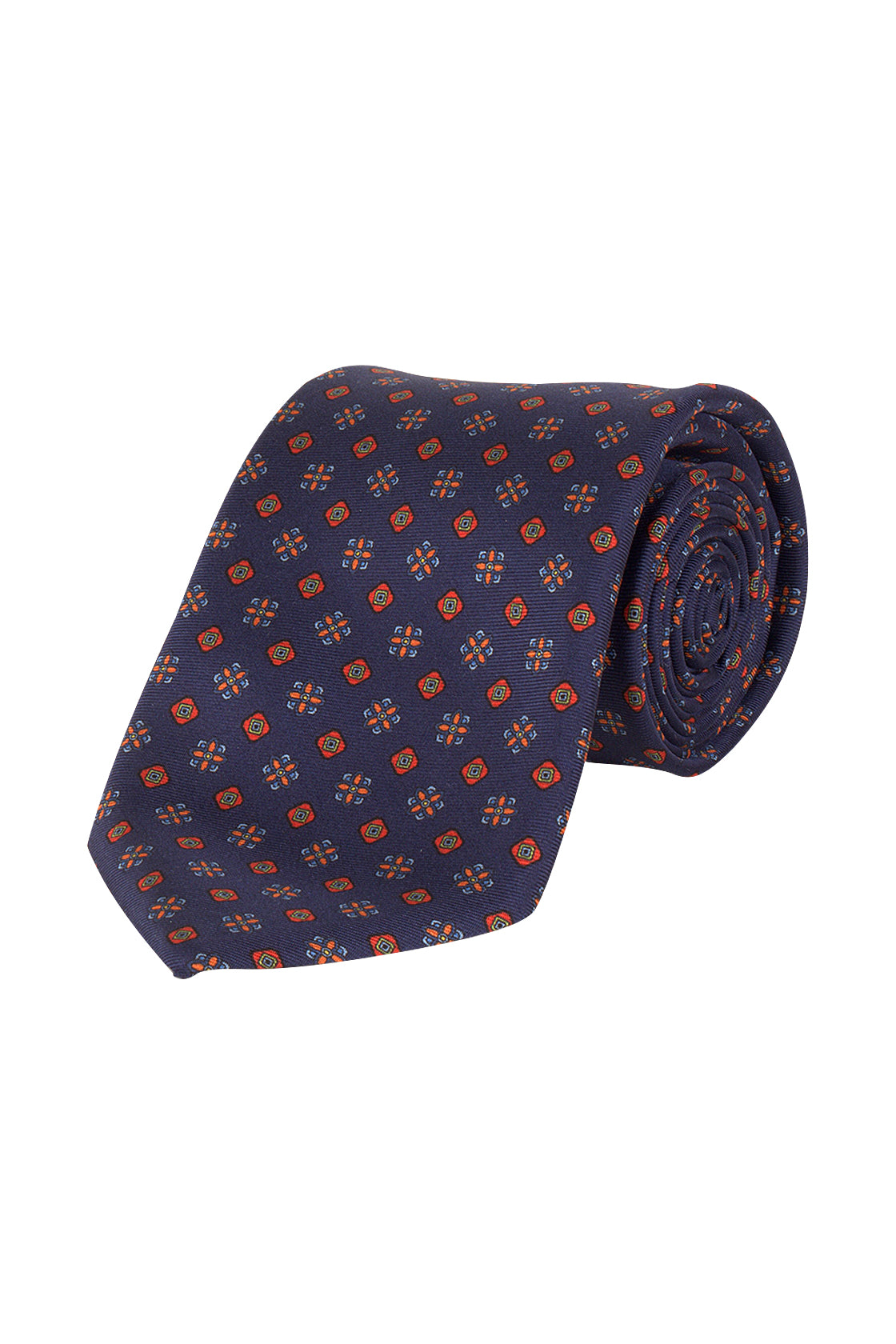 Abelard Twill Fantasia Italian Silk Tie Navy