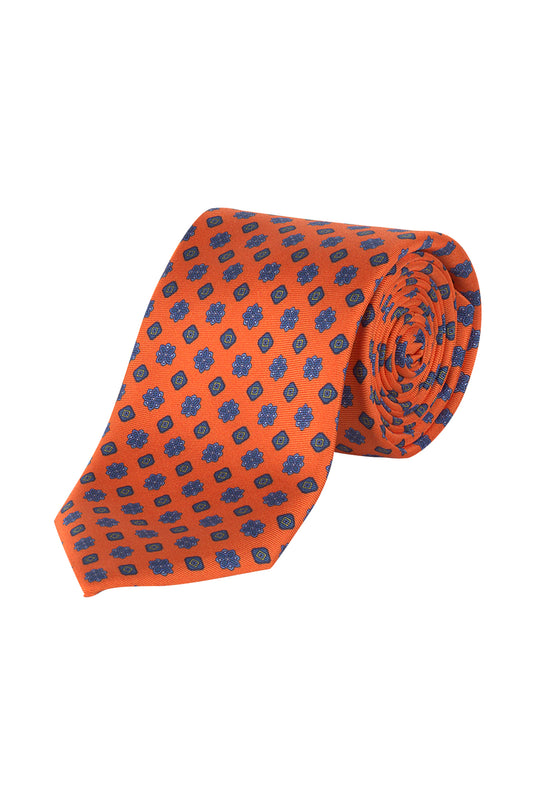 Abelard Twill Fantasia Italian Silk Tie Orange