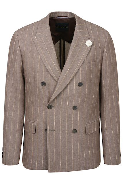 Bugatti Double Breasted Stripe Sportscoat Dark Beige