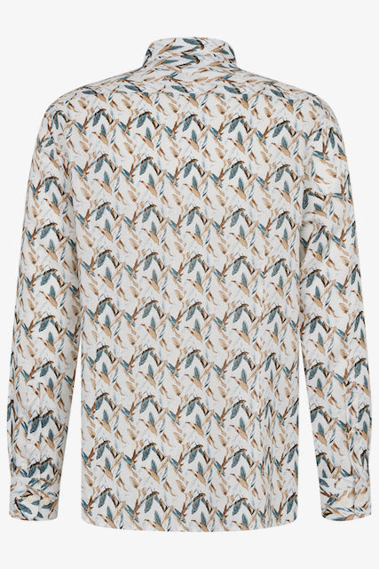 Bugatti Feather Pattern Casual Shirt White