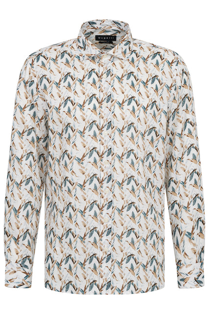 Bugatti Feather Pattern Casual Shirt White