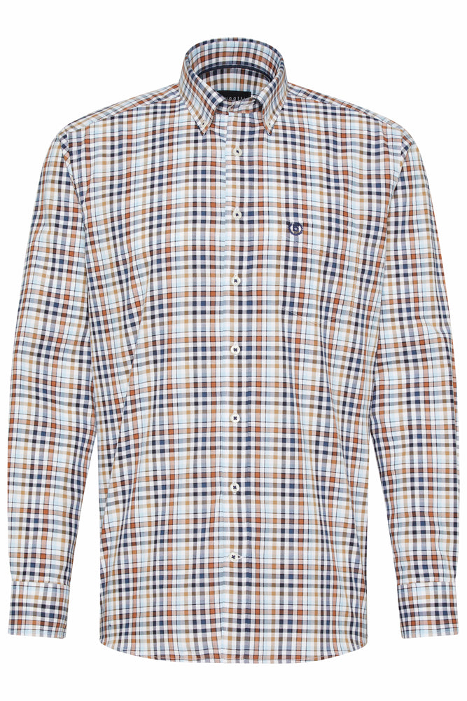 Bugatti 9350 LS Casual Check Shirt Brn/Blue