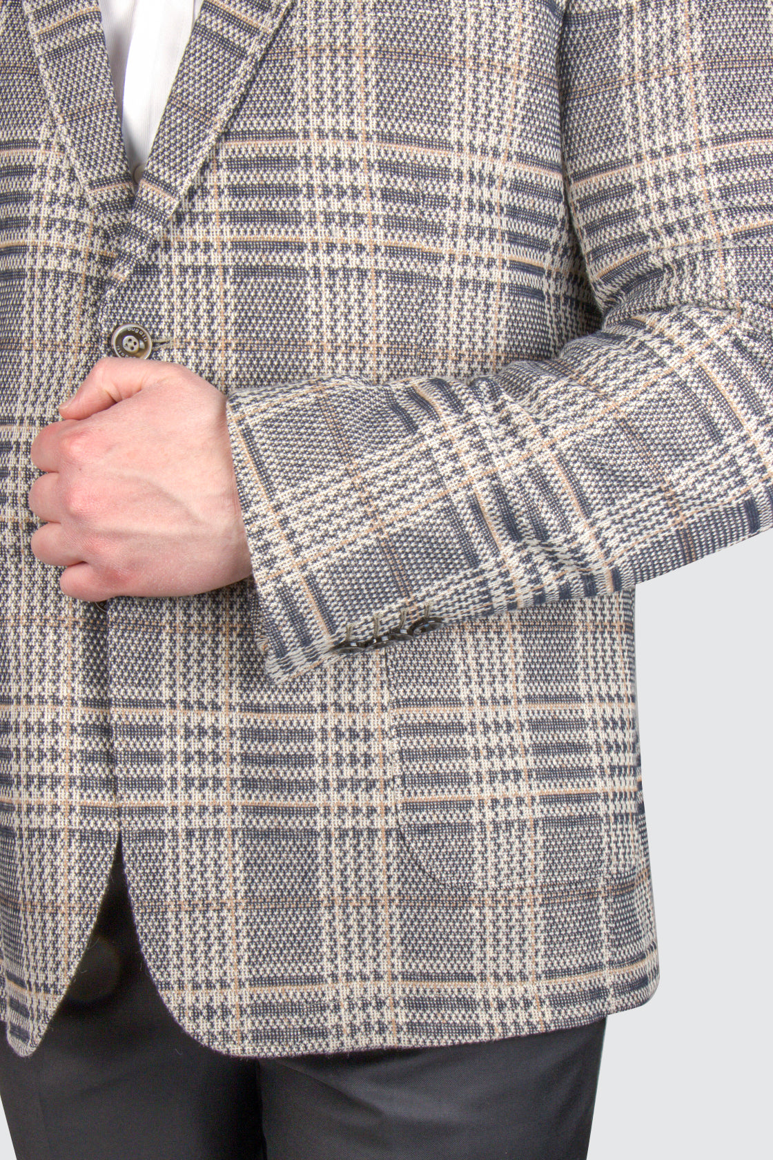 Bugatti Check Jacket Lt Grey/Tan