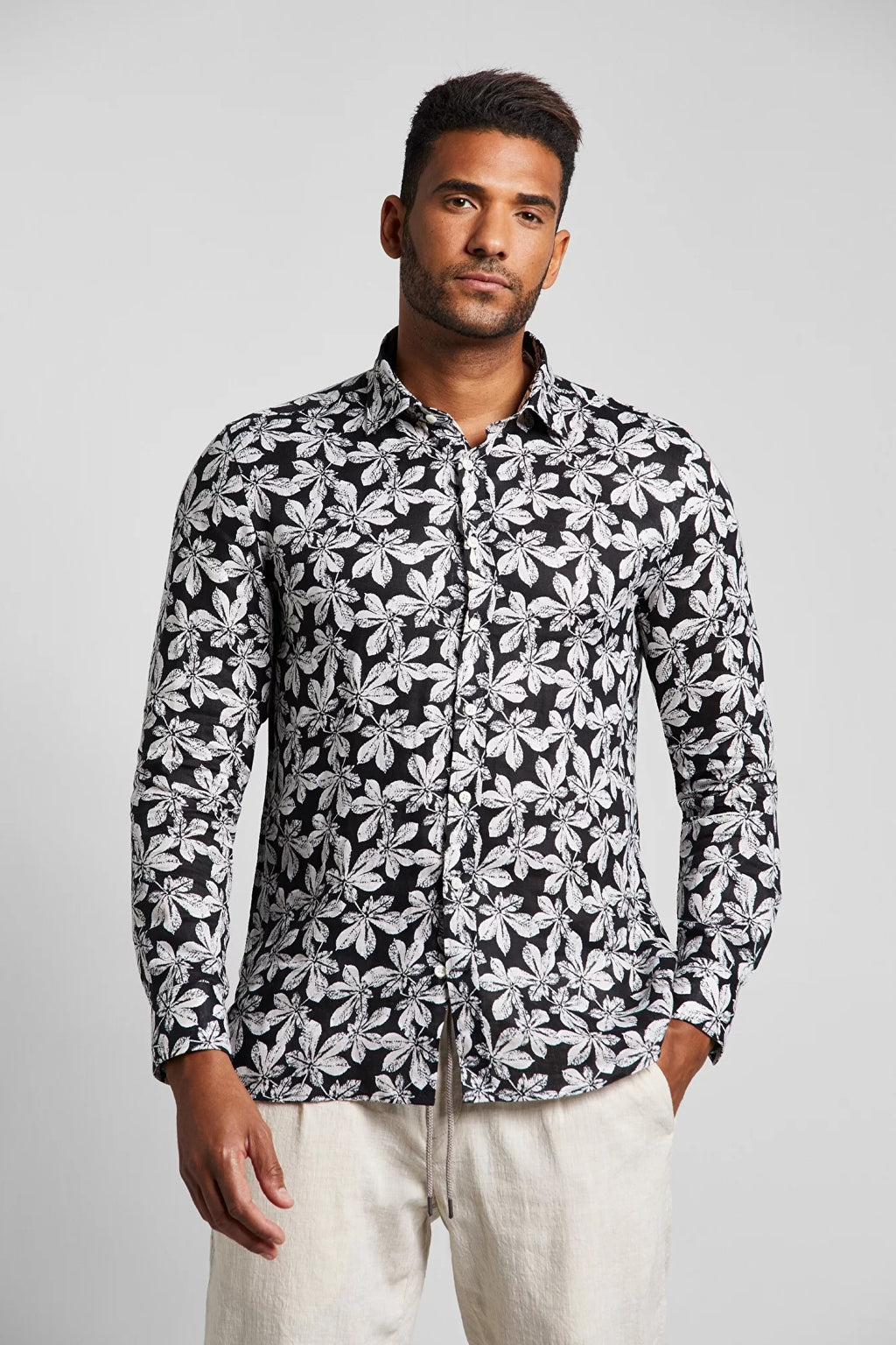 Bugatti 9150 LS Floral Shirt Dark Floral