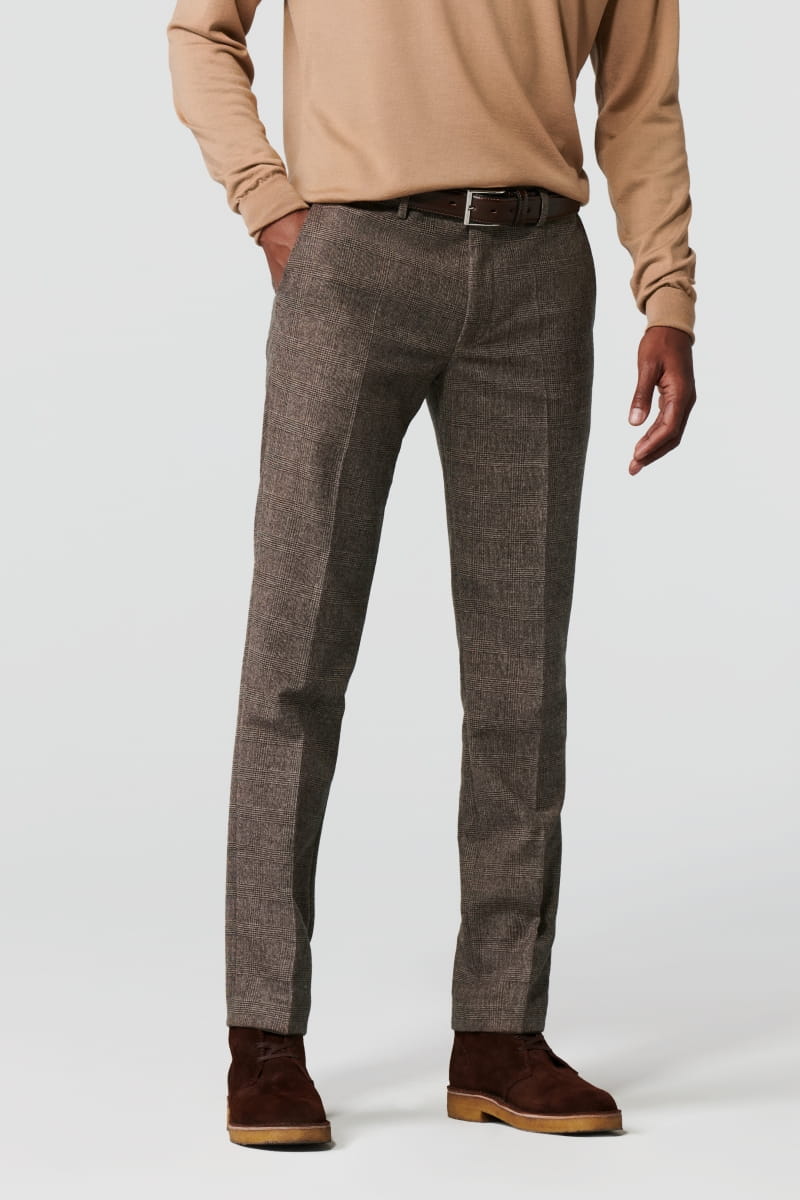 Meyer Bonn Check Business Trouser Brown