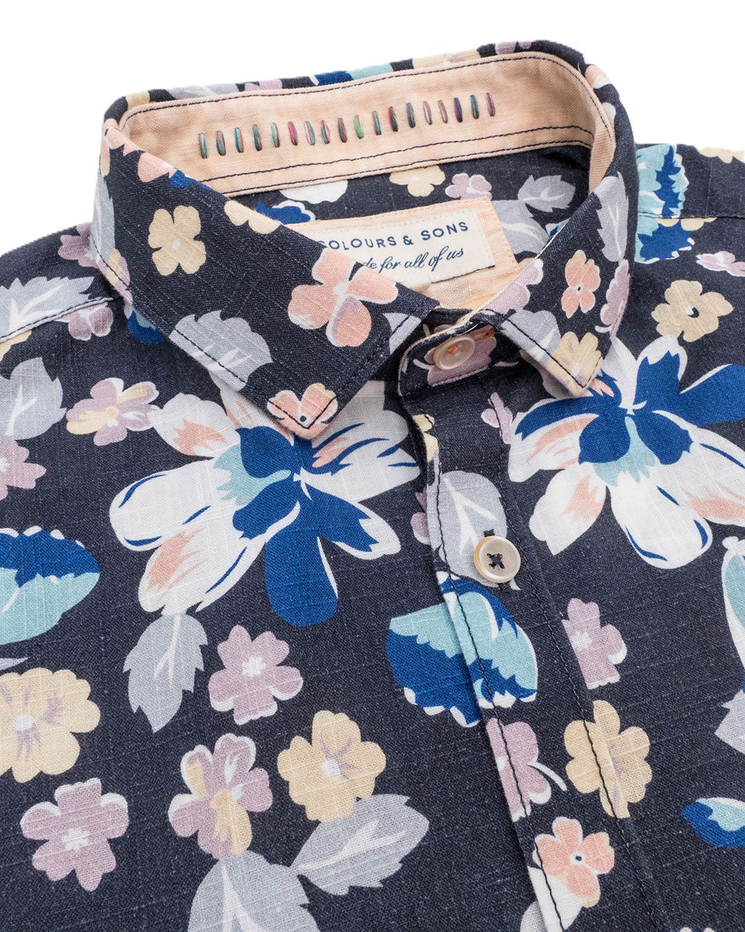 Colours & Sons LS Flower Shirt Navy/Pink
