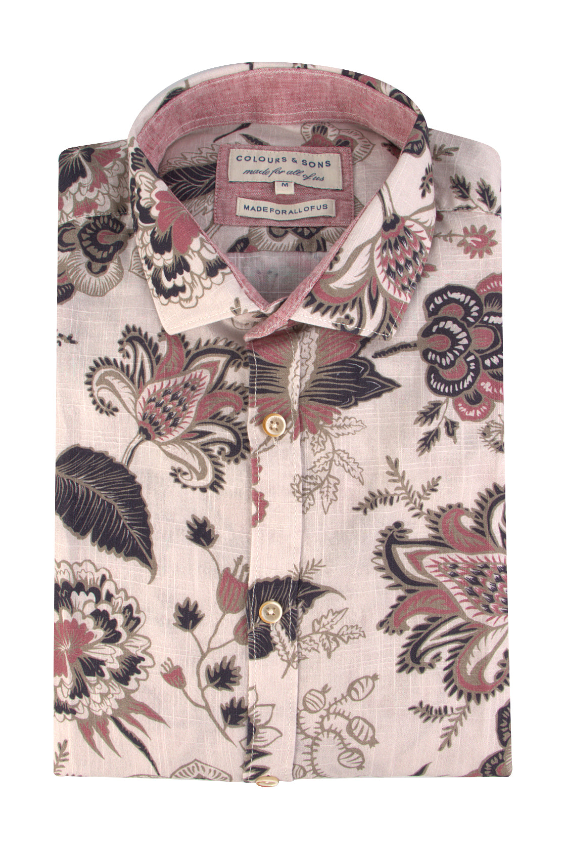 Colours & Sons Floral LS Casual Shirt Wht/Navy/Red