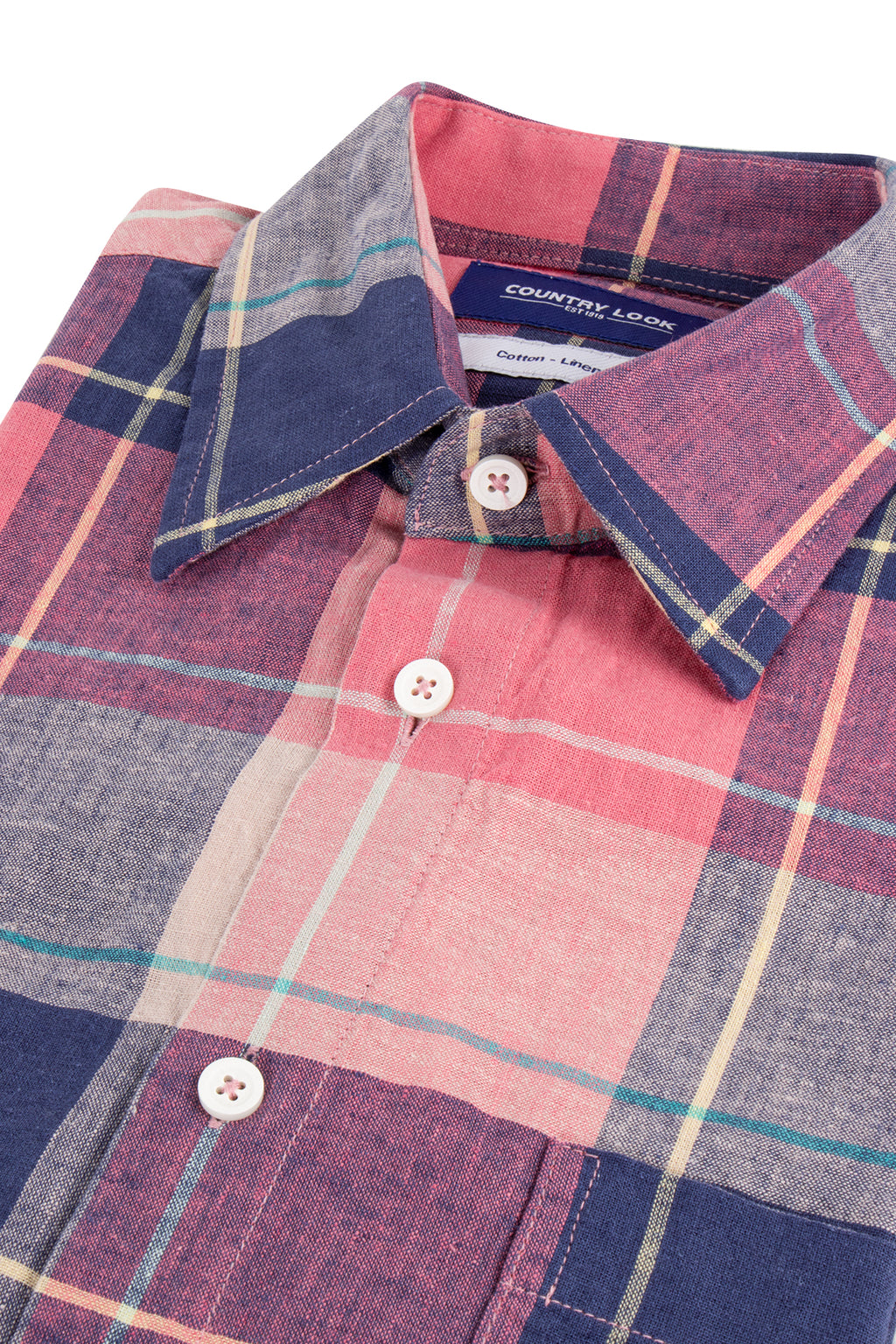 Country Look Romney Cotton/ Linen Check LS Shirt Pink