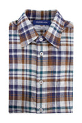 Country Look Romney Cotton/ Linen Check LS Shirt Brown