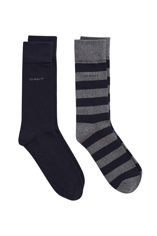 Gant Barstripe & Solid Socks 2PK Charcoal Melange