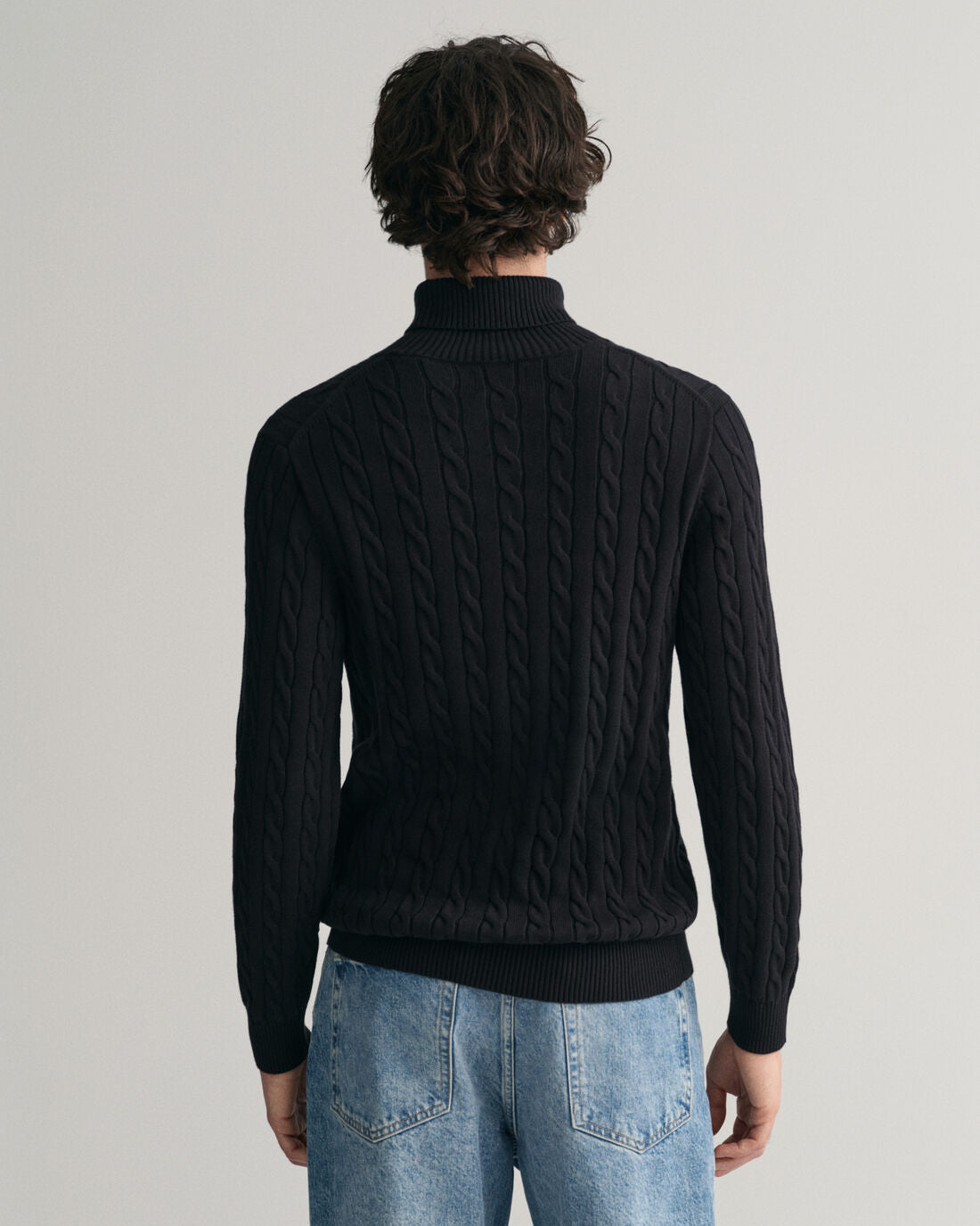 Gant Cotton Cable Turtle Neck Black