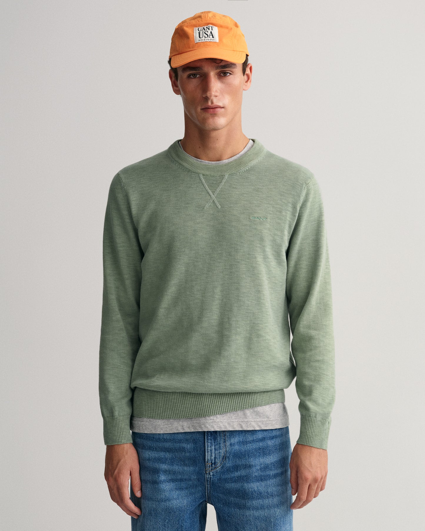 Gant Cotton Flamme CN Pullover Kal. Green