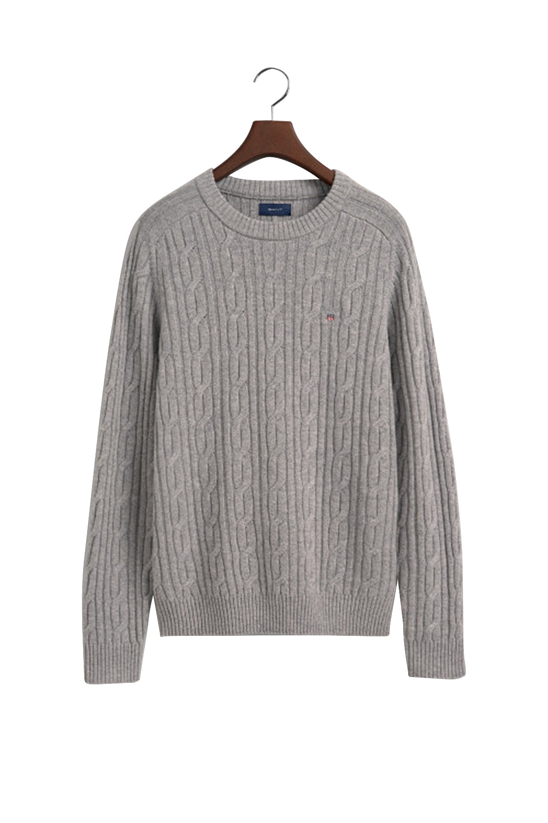 Gant D2 Lambswool Cable Crew Neck Knit Grey