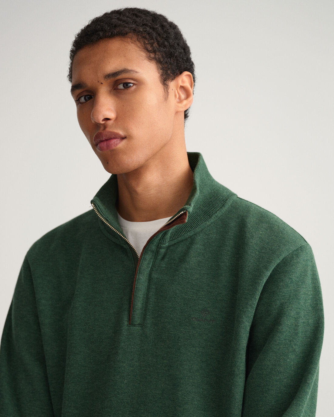 Gant Sacker Rib Half Zip Forest Green