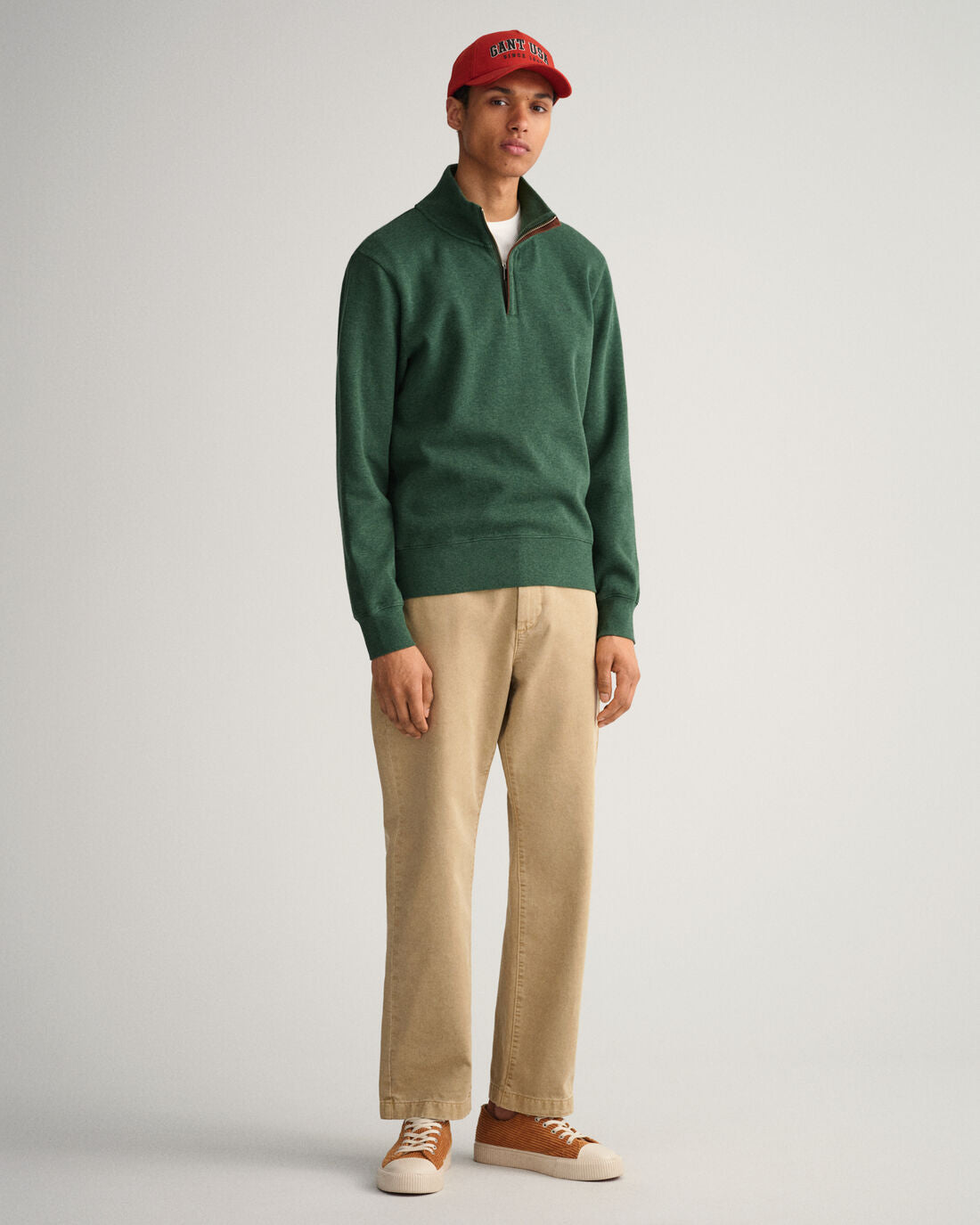 Gant Sacker Rib Half Zip Forest Green